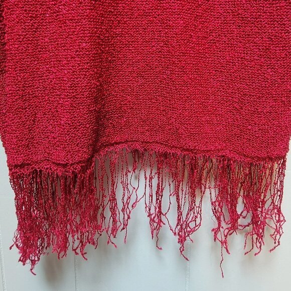 Chico's Ruby Red open weave cardigan with fringe detail - sz XL (3) - Picture 6 of 6